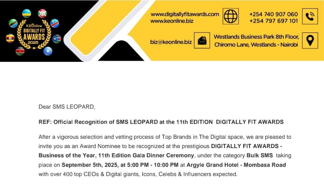 SMSLeopard Nominated for Top Digital Honor at the 11th Digitally Fit Awards.